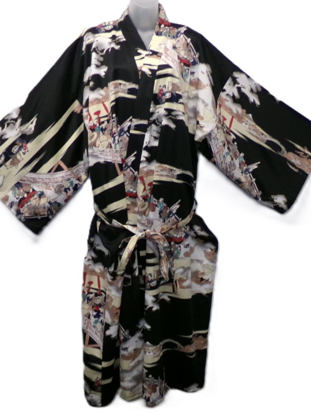 Japanese Kimono w/ Belt Polyester Made in Japan People Bridge Scene Traditional